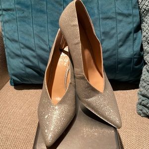 NWOT Vince Camuto Silver glimmer heels, Size 10. Never worn